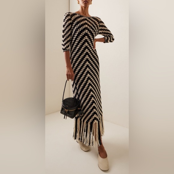 NWT Zimmermann Halliday Chevron Hand Crochet Fringed Dress 1 US6
